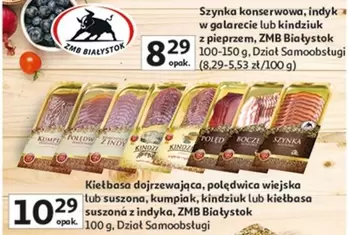 Szynka konserwowa, indyk w galarecie lub kindziuk z pieprzem