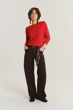 Jeansy wide leg w kolorze ciemnej czekolady