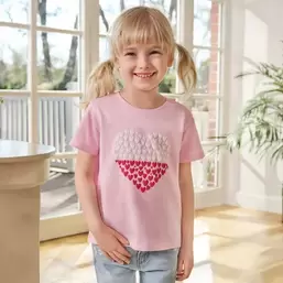 , T-shirt dziewczęcy, różowy