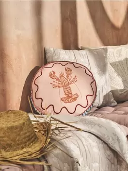 Okrągła poduszka dekoracyjna z motywem homara