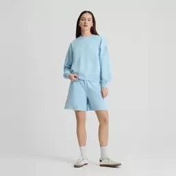 Niebieskie szorty loose z bawełny czesanej