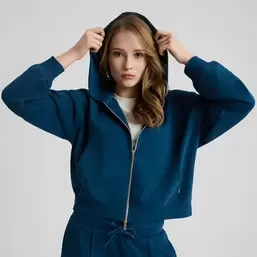Rozpinana bluza z kapturem o kroju crop