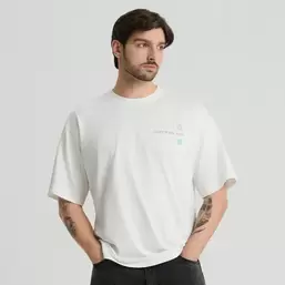 T-shirt oversize z nadrukiem na plecach