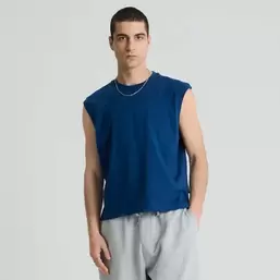 T-shirt z bawełny czesanej bez rękawów