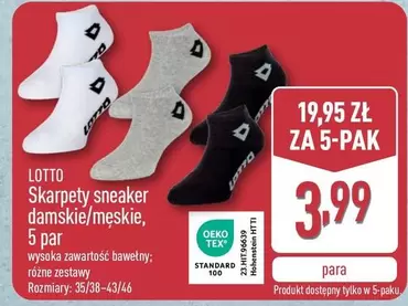 Lotto - Skarpety sneaker damskie/męskie, 5 par