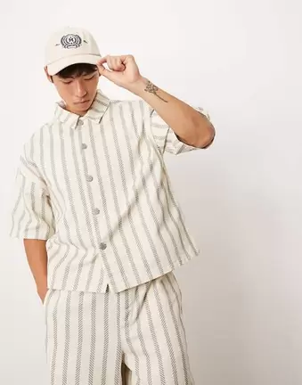 ASOS DESIGN – Pudełkowa koszula oversize w paski, część zestawu