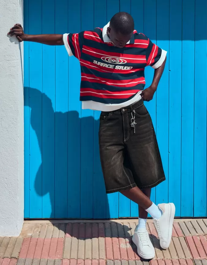 Bermudy z denimu o kroju baggy