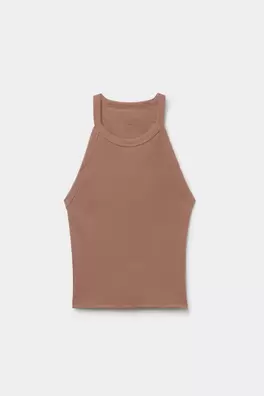 Crop Top w Prążki z Bawełny Superior