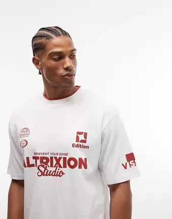 ASOS DESIGN – Biały luźny T-shirt ze nadrukiem z przodu