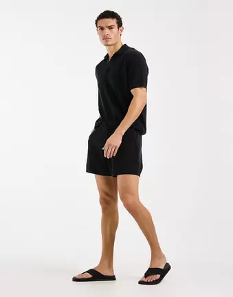ASOS DESIGN – Czarne szorty z dzianiny airtex
