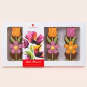 Kwiaty z mlecznej czekolady - stokrotki i tulipany