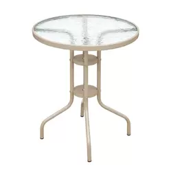 Stolik OGRODOWY na BALKON taras 60cm stół SZKLANY balkonowy OKRĄGŁY metal