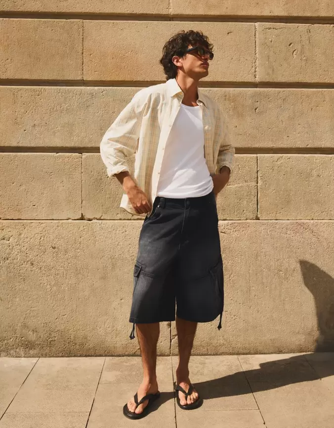 Bermudy denim cargo parachute
