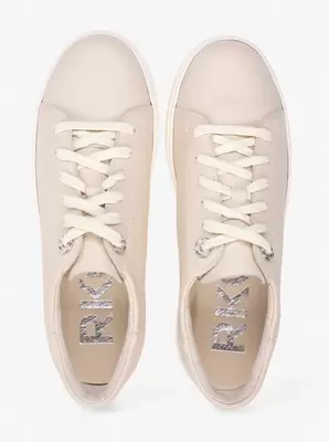 Beżowe sneakersy ze skóry licowej