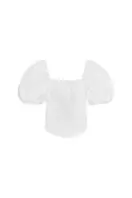 CONTRAST BALLOON SLEEVE TOP