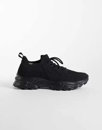 ASOS DESIGN – Czarne sznurowane buty sportowe z dzianiny