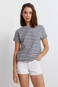 Camiseta algodón doble raya