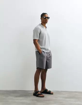 ASOS DESIGN – Szare lniane szerokie szorty średniej długości