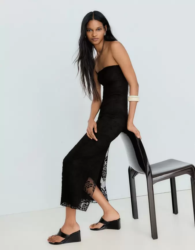 Rustykalna sukienka midi typu bandeau