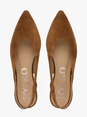 Brązowe czółenka slingback w szpic