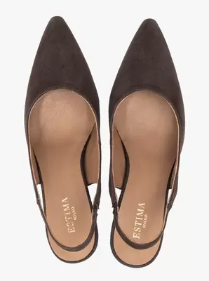 Brązowe czółenka bez pięty slingback na wysokim obcasie