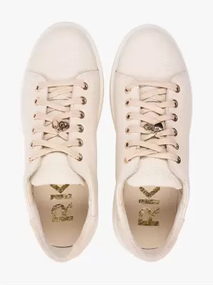 Kremowe sneakersy ze skóry licowej i welurowej