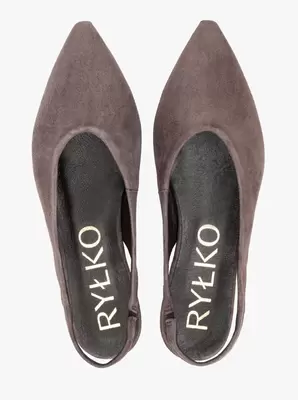 Ciemnobrązowe czółenka slingback w szpic