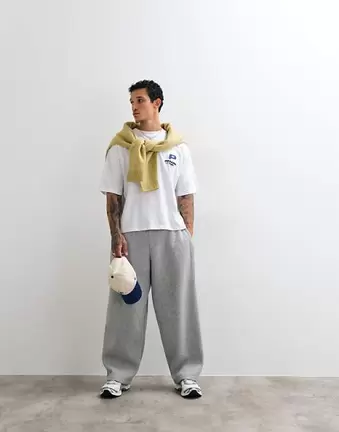 ASOS DESIGN – Szare melanżowe joggersy oversize z balonowymi nogawkami i zakładkami z boku