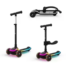 , RAKET UP, hulajnoga 3-kołowa LED, 2w1, Black