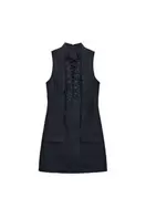 SHORT DRESS WITH CROSSOVER STRAPS AND POCKETS