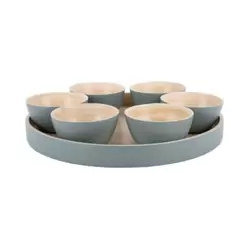 Komplet 6 bambusowych miseczek 6x12 cm na przekąski z tacą TASOJ-3