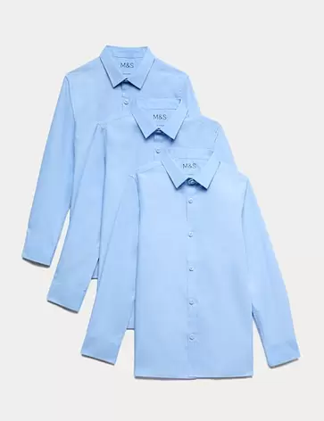 Chłopięce łatwe w prasowaniu koszule szkolne slim fit (2–16 lat), 3 szt.