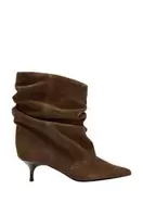 RUCHED SPLIT SUEDE ANKLE BOOTS