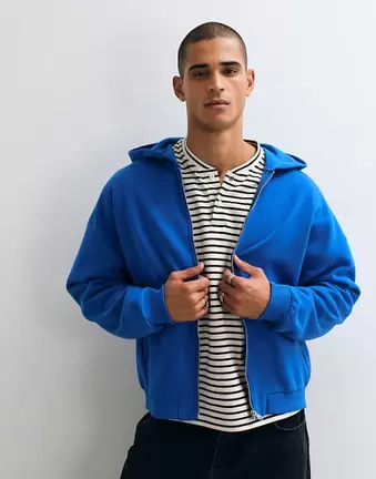 ASOS DESIGN ekstremalnie oversize’owa rozpinana bluza z kapturem w kolorze niebieskim