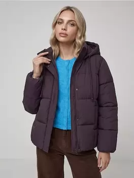 Pikowana kurtka puffer z kapturem i ściągaczami