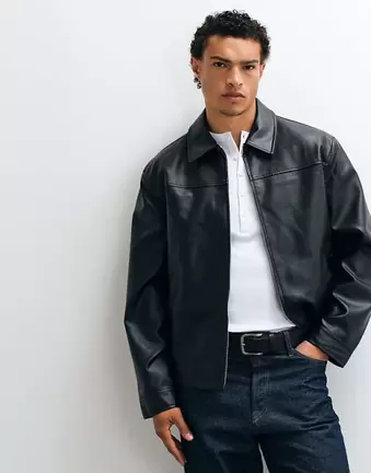 ASOS DESIGN – Czarna kurtka Harrington z imitacji skóry