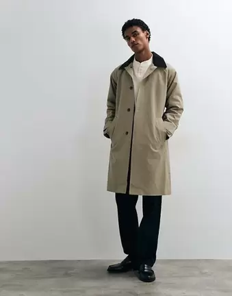 Abercrombie & Fitch trencz z kołnierzem ze sztruksu w beżu