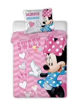 Myszka Minnie, 2-częściowy komplet pościeli bawełnianej, 100x135 cm