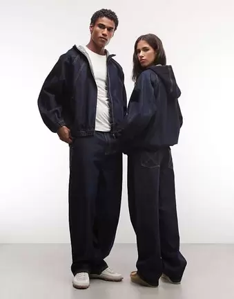 COLLUSION unisex jeans antifit w kolorze rinse wash, część zestawu
