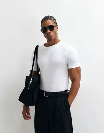 ASOS DESIGN Premium – Biały T-shirt z bawełny SUPIMA® o dopasowanym kroju