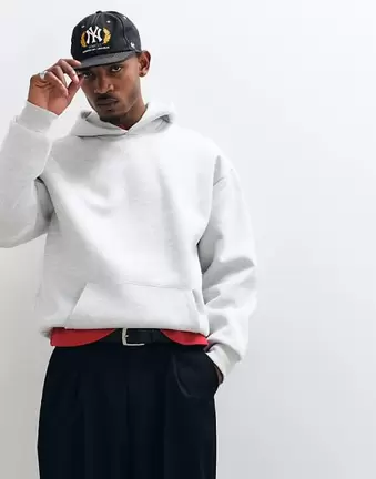 ASOS DESIGN oversize bluza z kapturem z dzianiny nurek w szary melanż