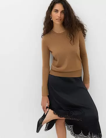 Sweter z okrągłym dekoltem 100% wełny merino