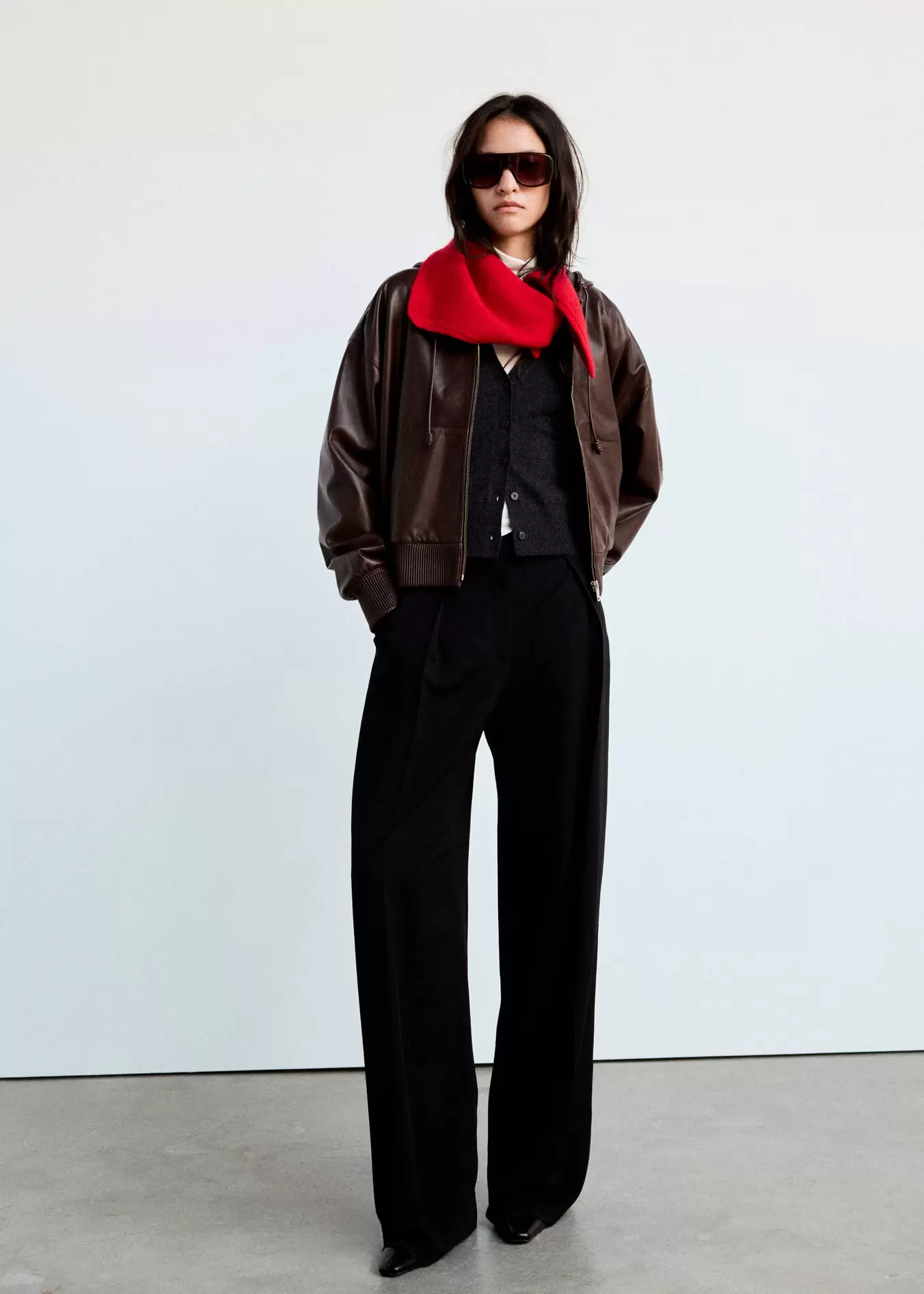Hooded leather jacket