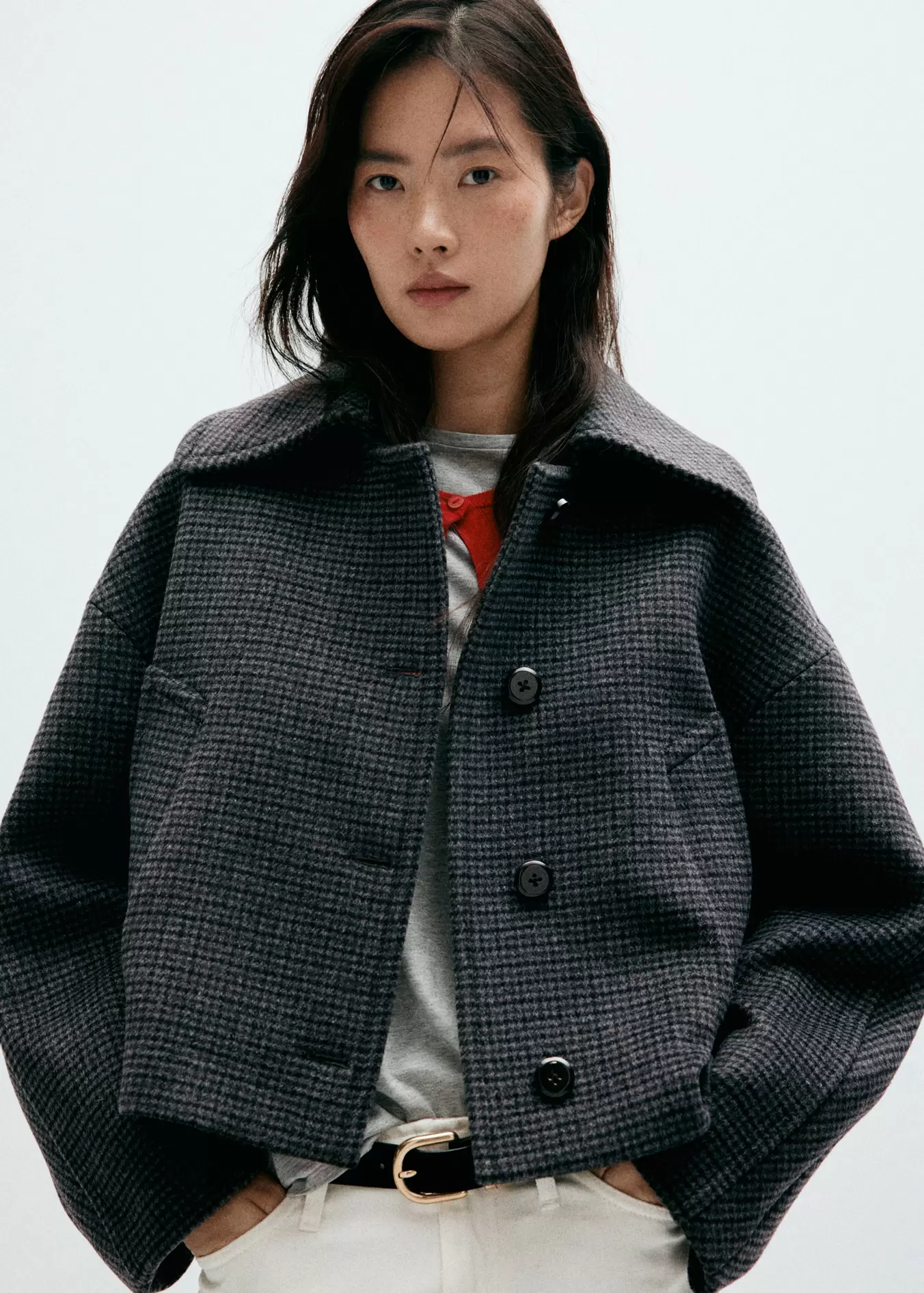 Houndstooth wool jacket