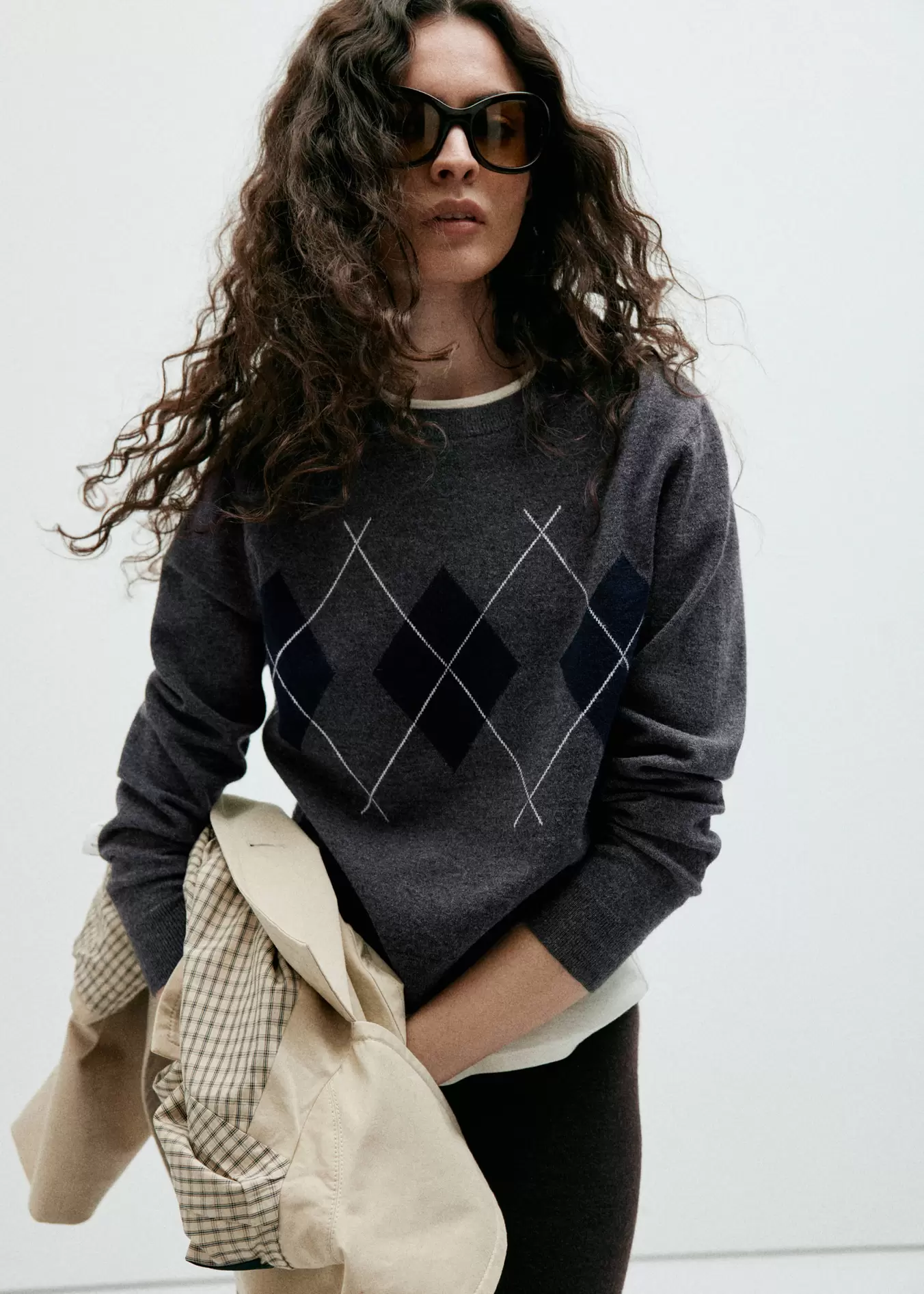 Argyle knit sweater