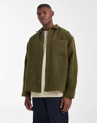 ASOS DESIGN – Zielona fakturowana koszula oversize