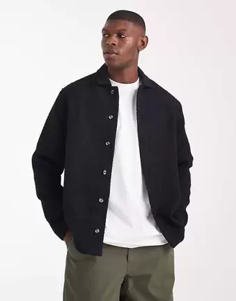 ASOS DESIGN – Czarny, teksturowany overshirt