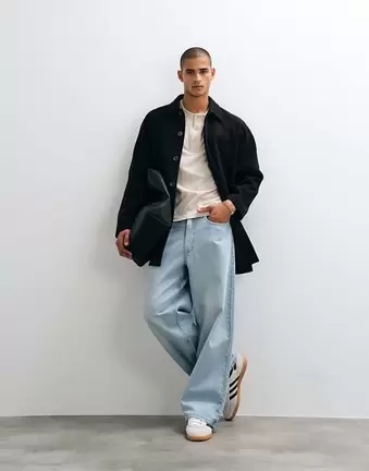 ASOS DESIGN płaszcz o wyglądzie wełny w czerni
