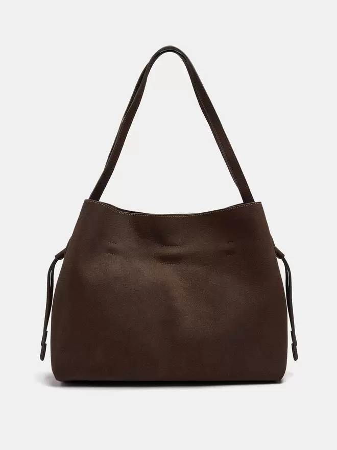 Torba shopperka z imitacji skóry z troczkami