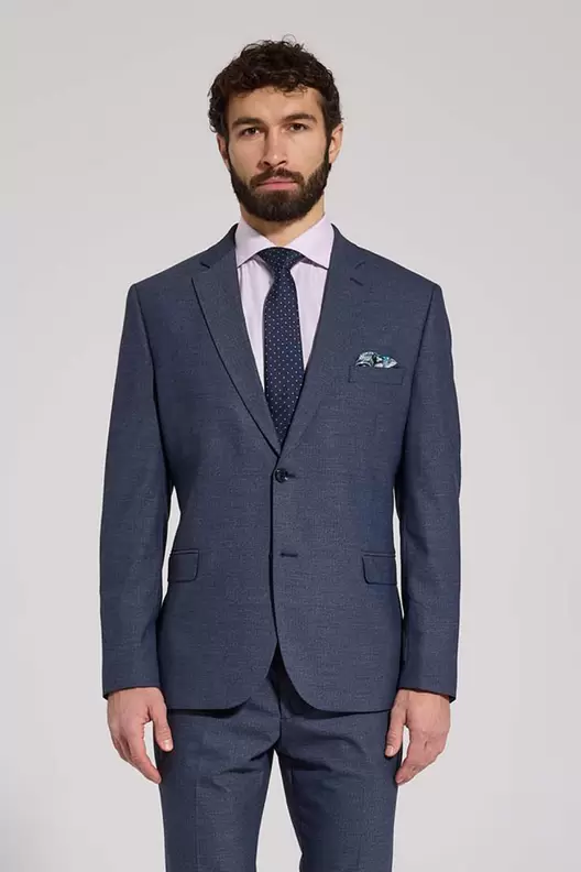 Niebieska Marynarka Męska Slim Fit...